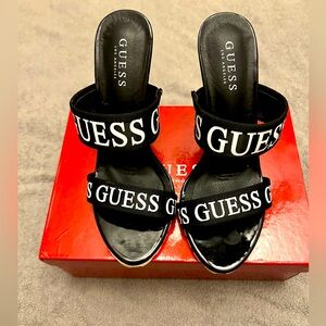 Guess Black Mules with Crossover Straps NWOT